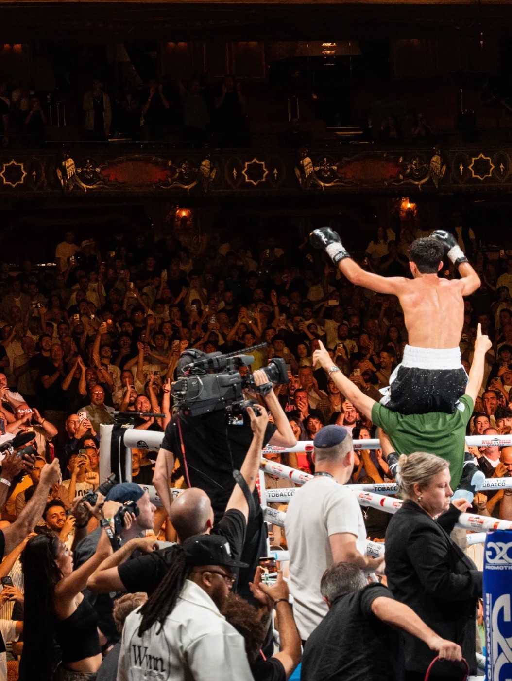 Julius Ballo lifted on his team’s shoulders after the Detroit win